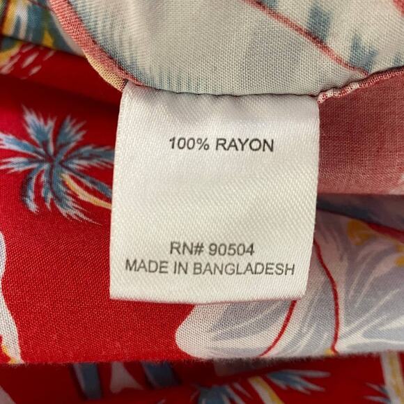 VISITOR Men's Size XL Hawaiian Shirt Short Sleeves Button Down Palm Trees - Picture 7 of 10